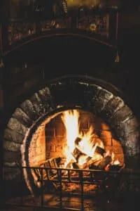 brown frame fireplace