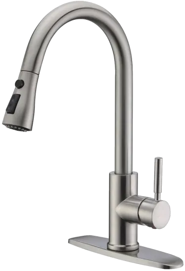 WEWE Single Handle High Arc Brushed Nickel Pull Out Kitchen Faucet