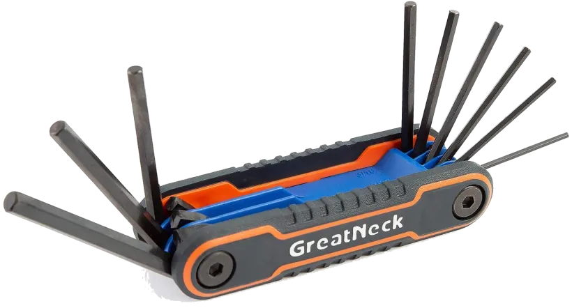 74208 9 Piece GreatNeck Folding Hex Key Set SAE, Allen Key Set, Wrench Labeled Sizes