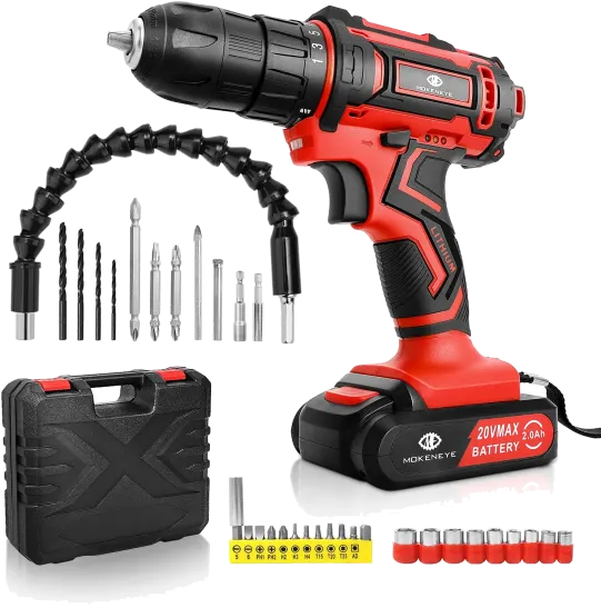 MOKENEYE 20V Driver Kit Cordless Drill Battery and Charger Power Drill +