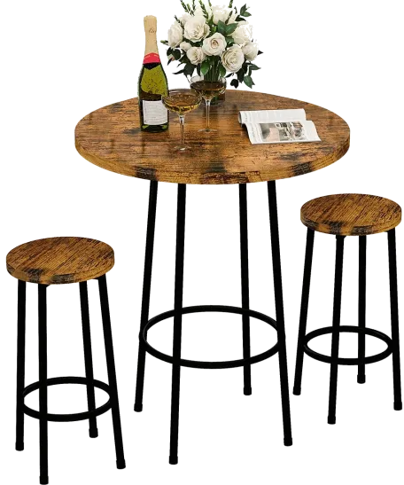 Bar Table With Stools For Two Kitchen Countertops Recaceik Three - Piece Dining Room Set, Modern Round Bistro, Living Room, Easy Assembly For Breakfast Nook, Small Space Restaurant 23"