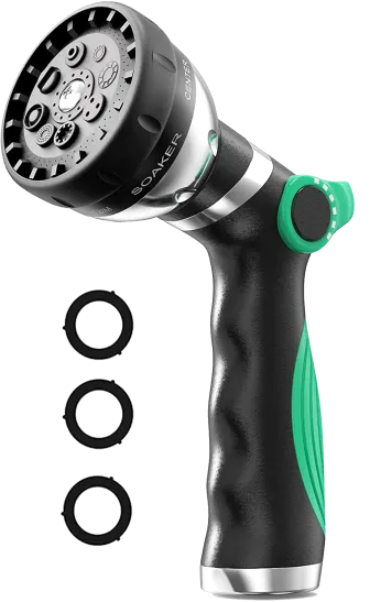The Kuqlwsu Garden Hose Nozzle A Heavy-Duty Metal Touch Sprayer With Eight Adjustable Spray Trends For Watering Plants And Lawns And Patios And For Washing Cars And Cleaning Surfaces, As Well As For Showering Pets With High-Pressure Water