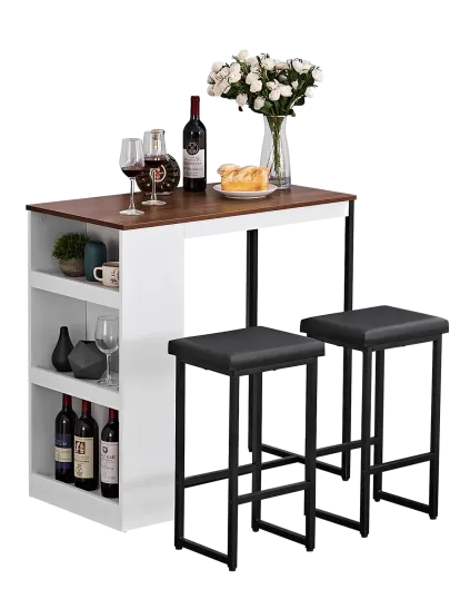 Dining Set With Two Stools And Shelves In The Shape Of A Banana Dining Room Sew Kerf Finish Countertops Fitted With A Stainless Height Table Top