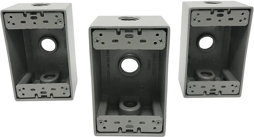 Sealproof three 1/2-Inch Holes 1-Gang Box With Three 1/2-Inch Outlet Holes For Weatherproof Rectangle Exterior Electrical Service "Assembled 3-Pack Of Single Gang Hole Holes