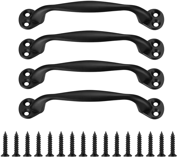 Skysen 12" Round Dual Side Sliding Barn Door Smooth Pull Handle Set in Black (681)