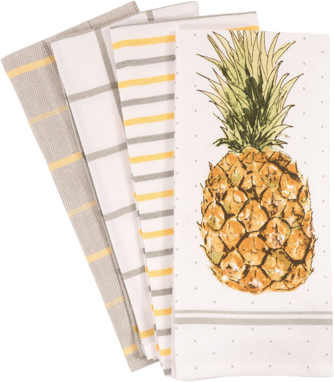 4 X 18 X 28-Inch 100% Cotton Pineapple Kitchen Dish Towels By 5. Kaf Home Pantry