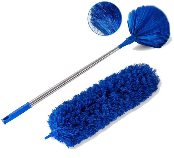  Ceiling Fan Duster With Enhanced Version Pole, Cobweb And Corner Brush Washing Kit With 2 Coat Heads For Cleaning,15-100 Foot Wide Long Handle Metal Telescoping Pole, Washable(Blue).