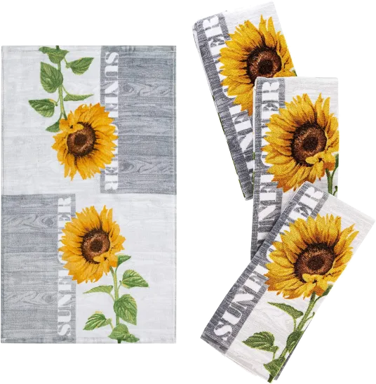 Soft And Absorbent Sunflower Country Dish Towel, 15 In X 25 In, By Franco Kitchen Designers