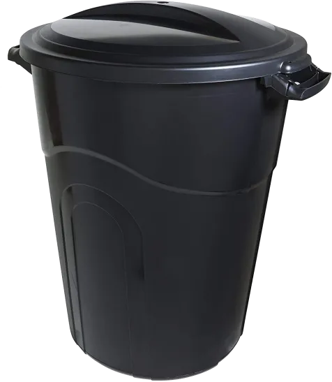 Comprehensive Solutions Indoor Or Outdoor Use, 32 Gallon Outdoor Garbage Can, Black, Easy To Carry Garbage Can With Sturdy Construction, Pass-Through Handles & Attachable Click Lock Lid, 2-Pack