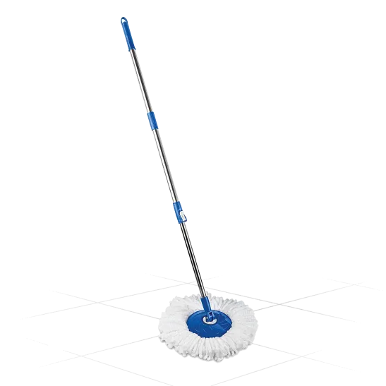 Gala Spin Mop Extendable Handle/Stick Rod with Microfiber Refill (150750), White & Blue finish