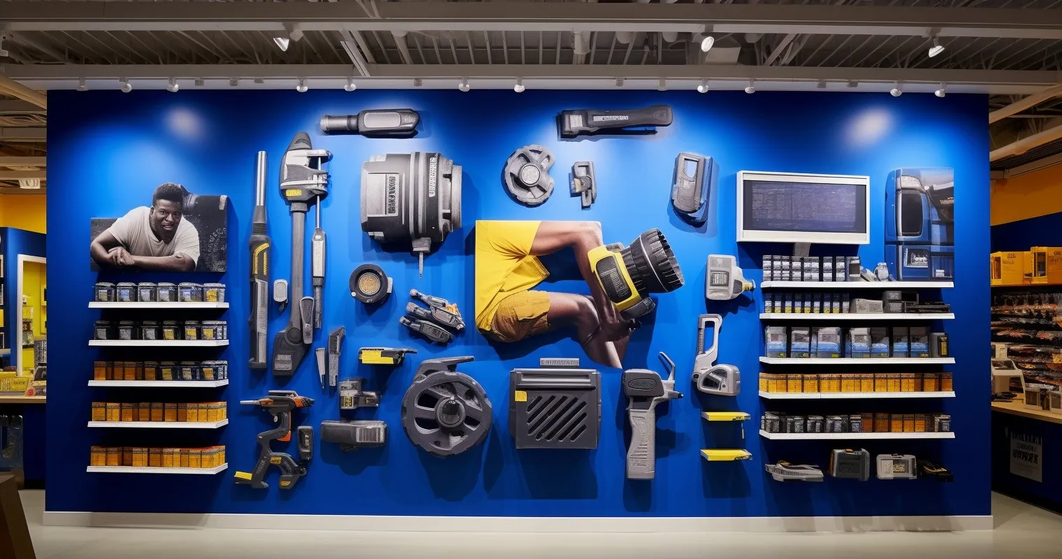 A Collage Of Kobalt Tools Showcased In Various Retail Stores