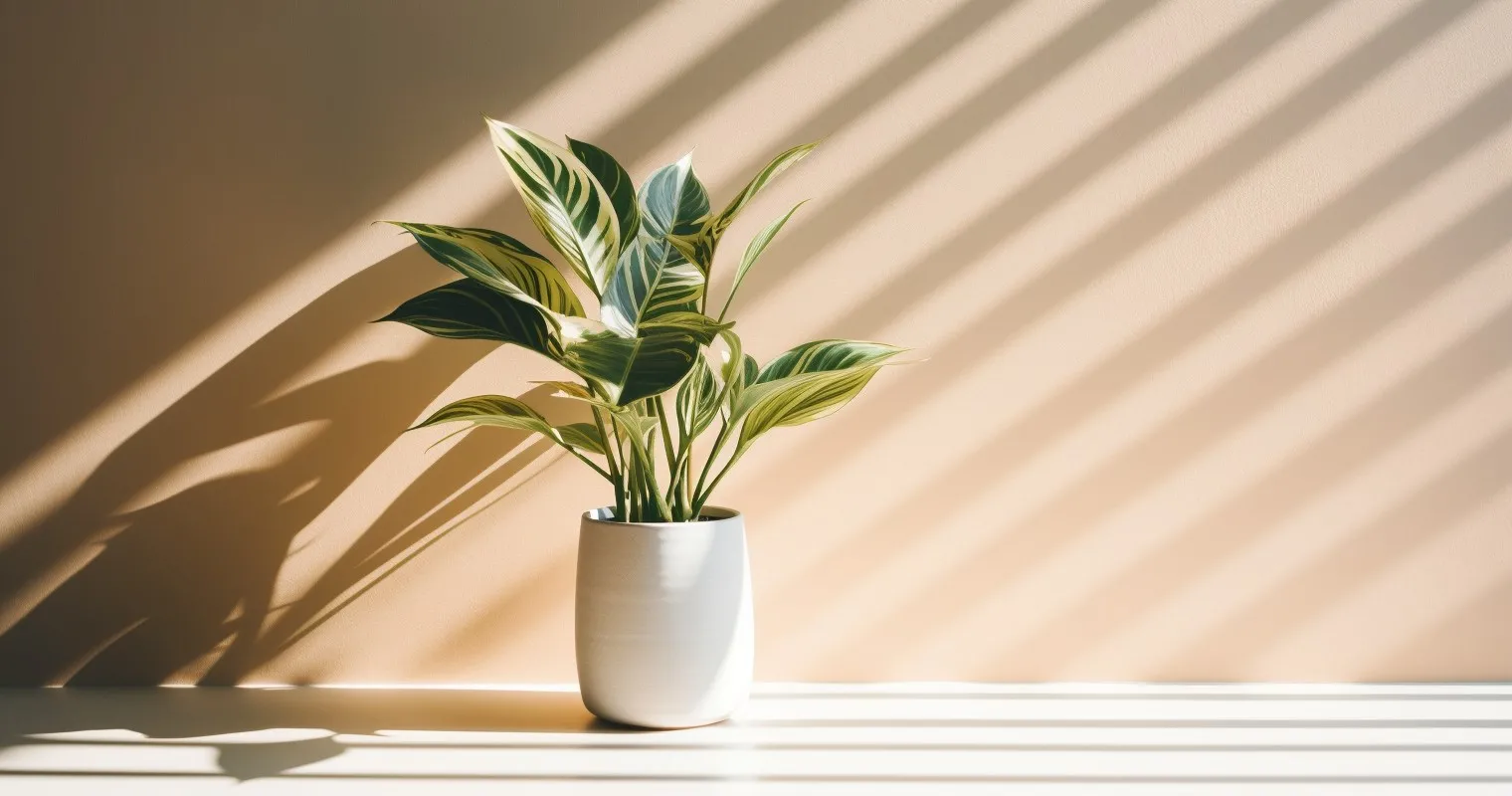 A captivating image of a well-lit houseplant placed
