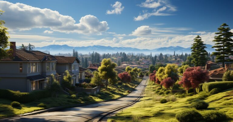 A Serene California Sunrise Over A Suburban Neighborhood