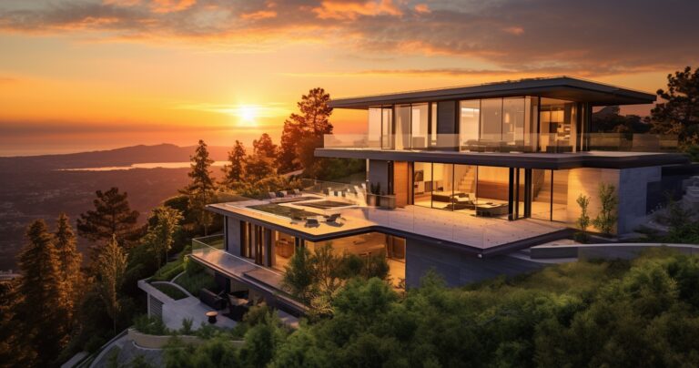 A stunning aerial view of a modern new construction home