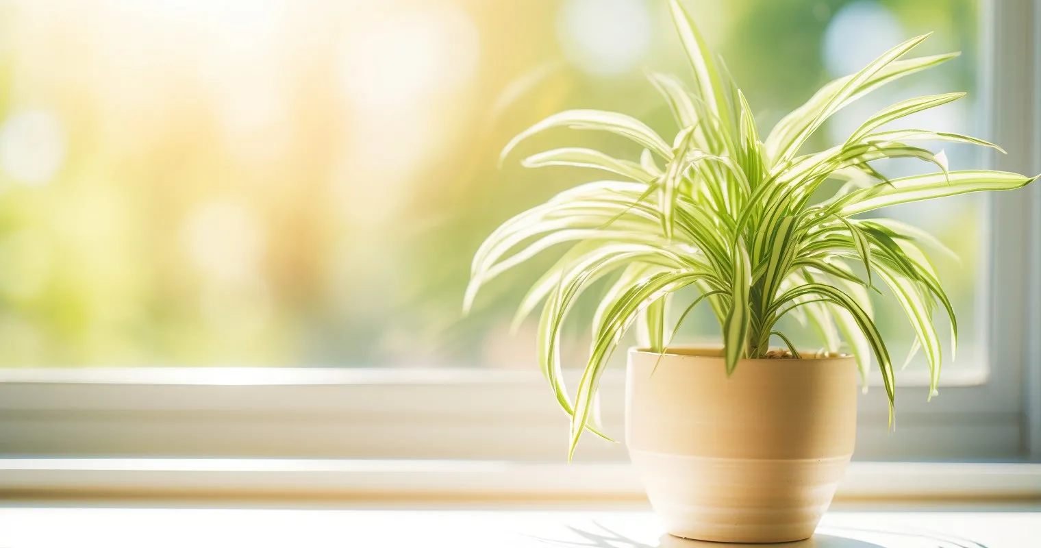 A thriving Spider Plant on a windowsill