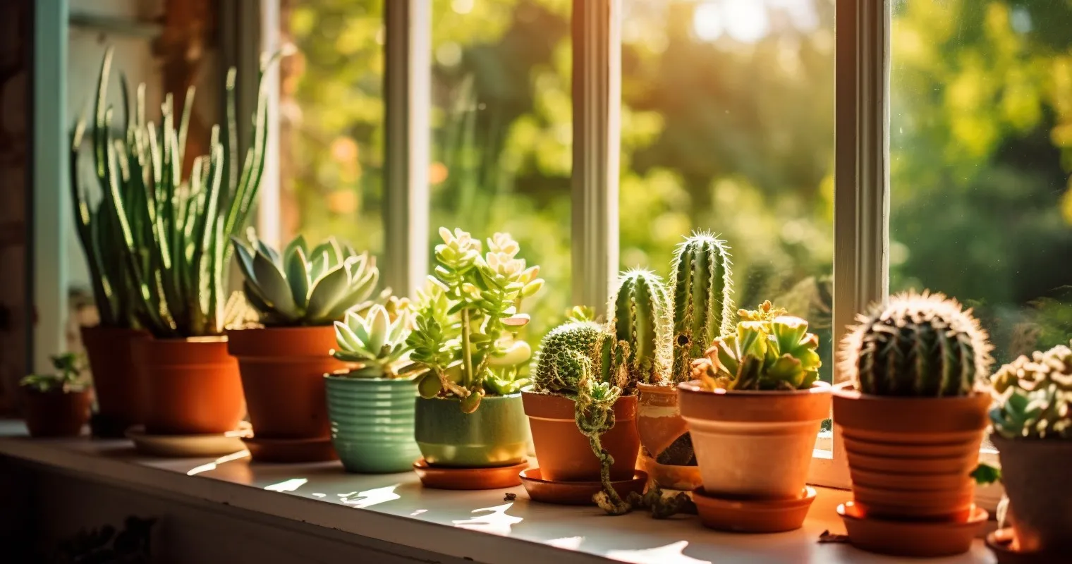 Adaptable Succulents And Cacti On A Windowsill