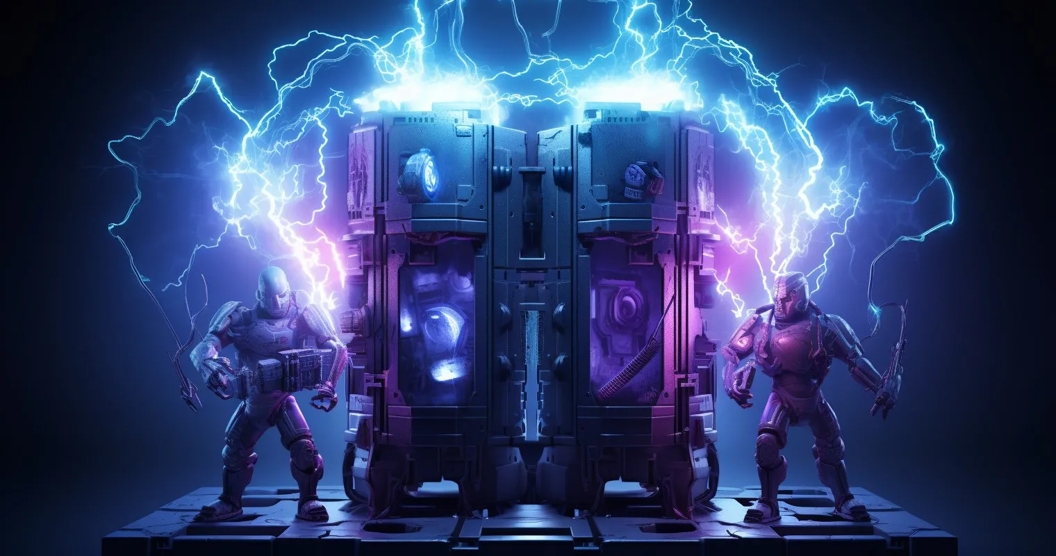 An artistic portrayal of circuit breakers as modern guardians