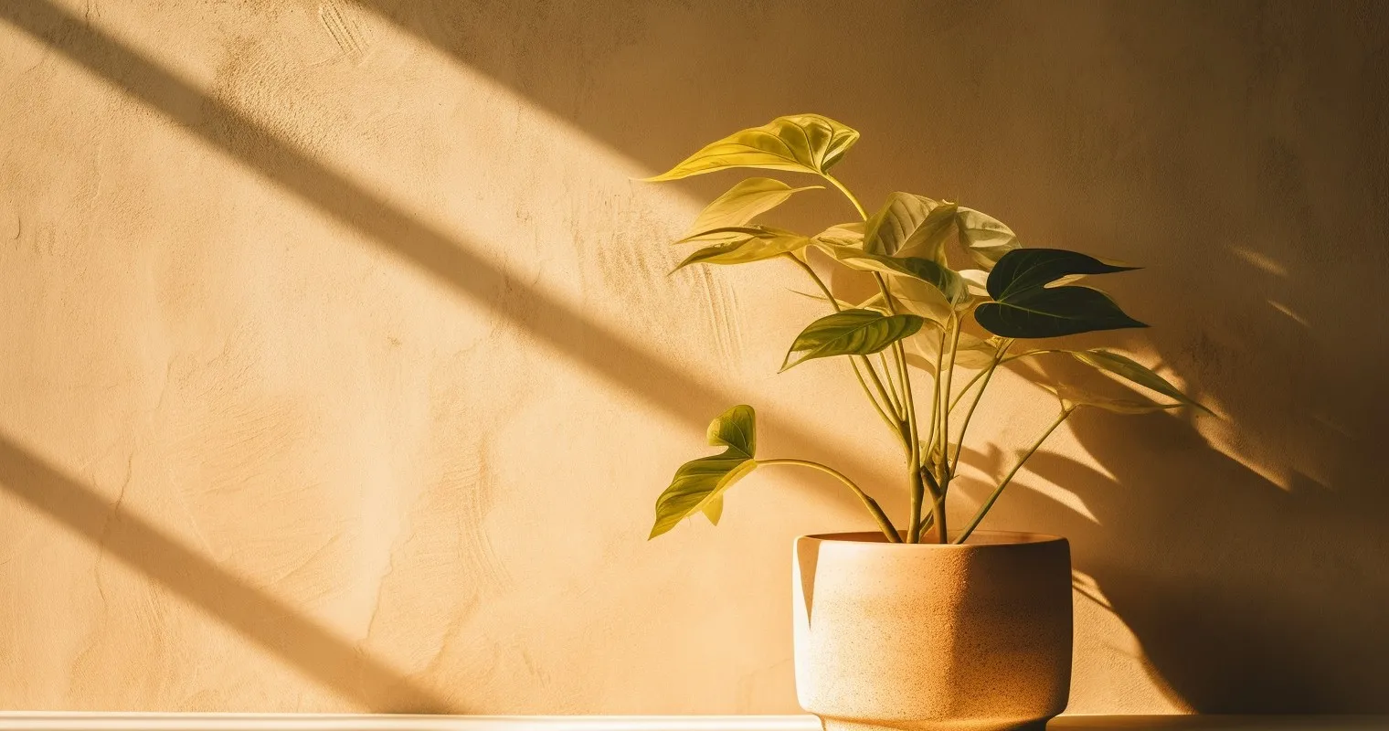 An enchanting depiction of a houseplant bathed