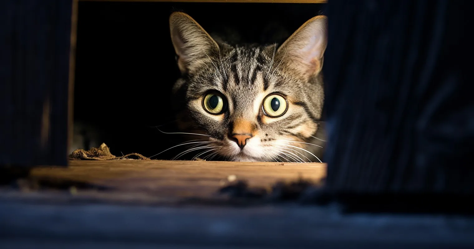 An evocative image of a cat curiously