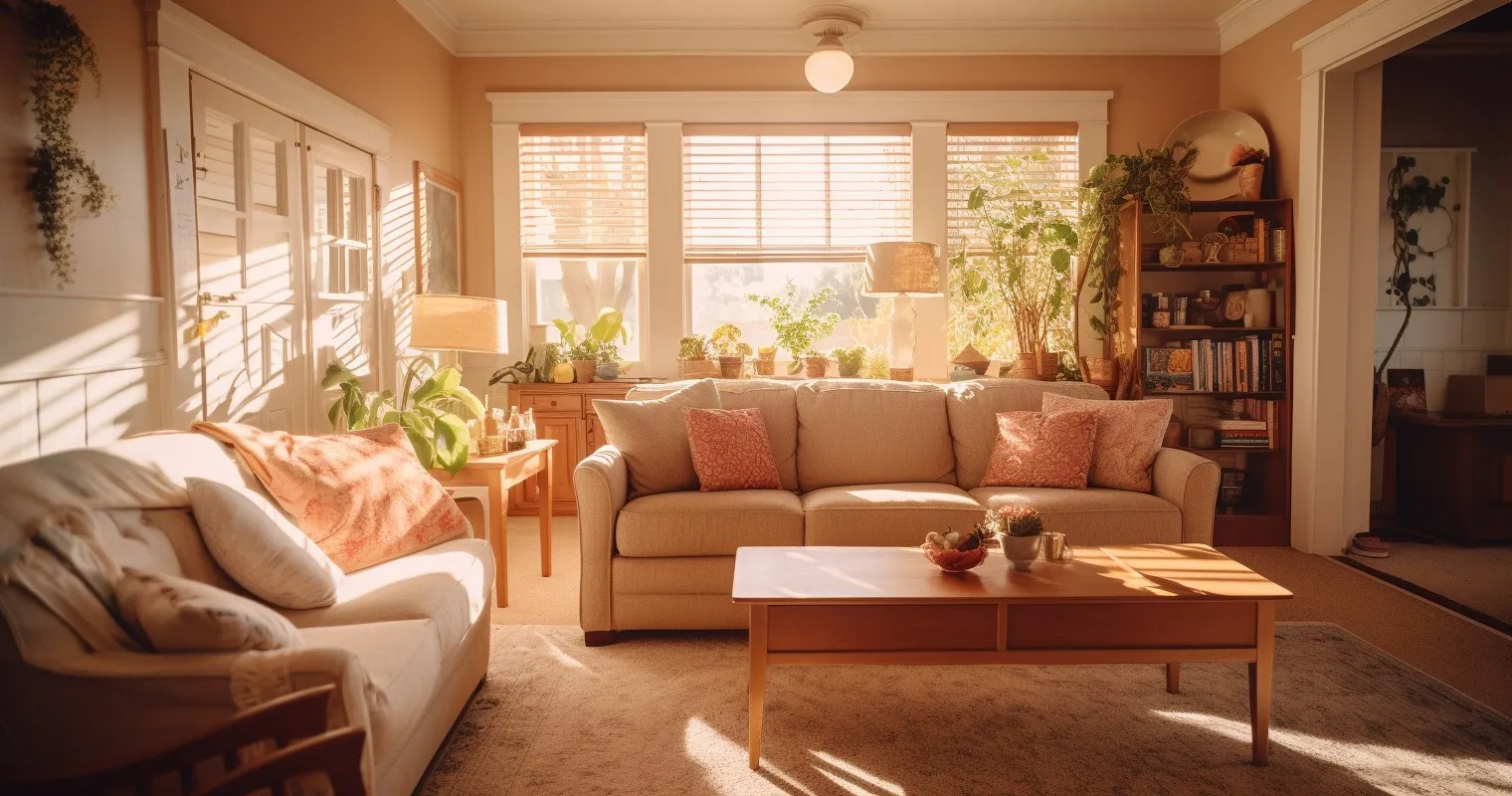 An interior shot of a cozy living room