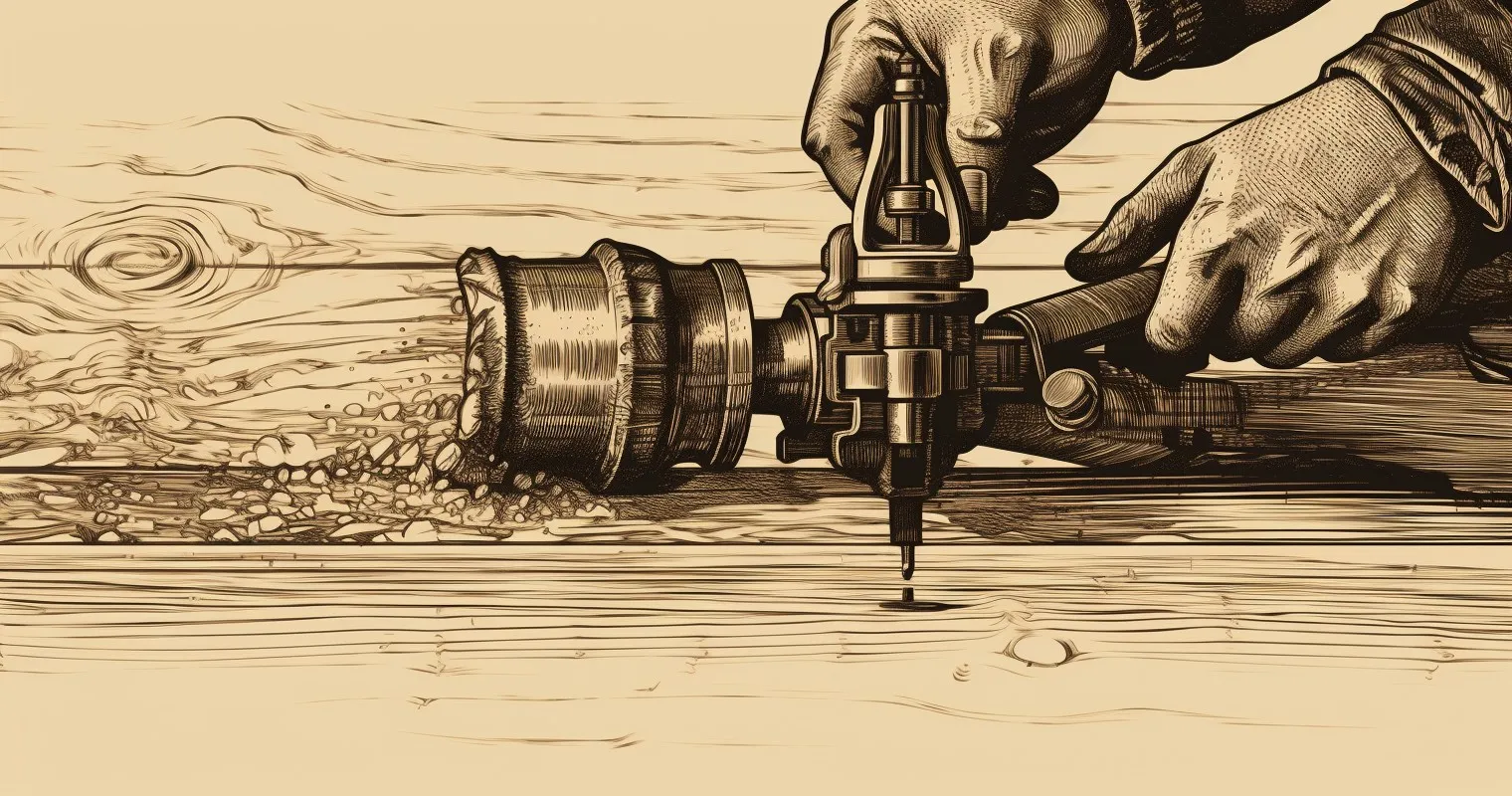 Ancient Hand-Operated Drill Engraving