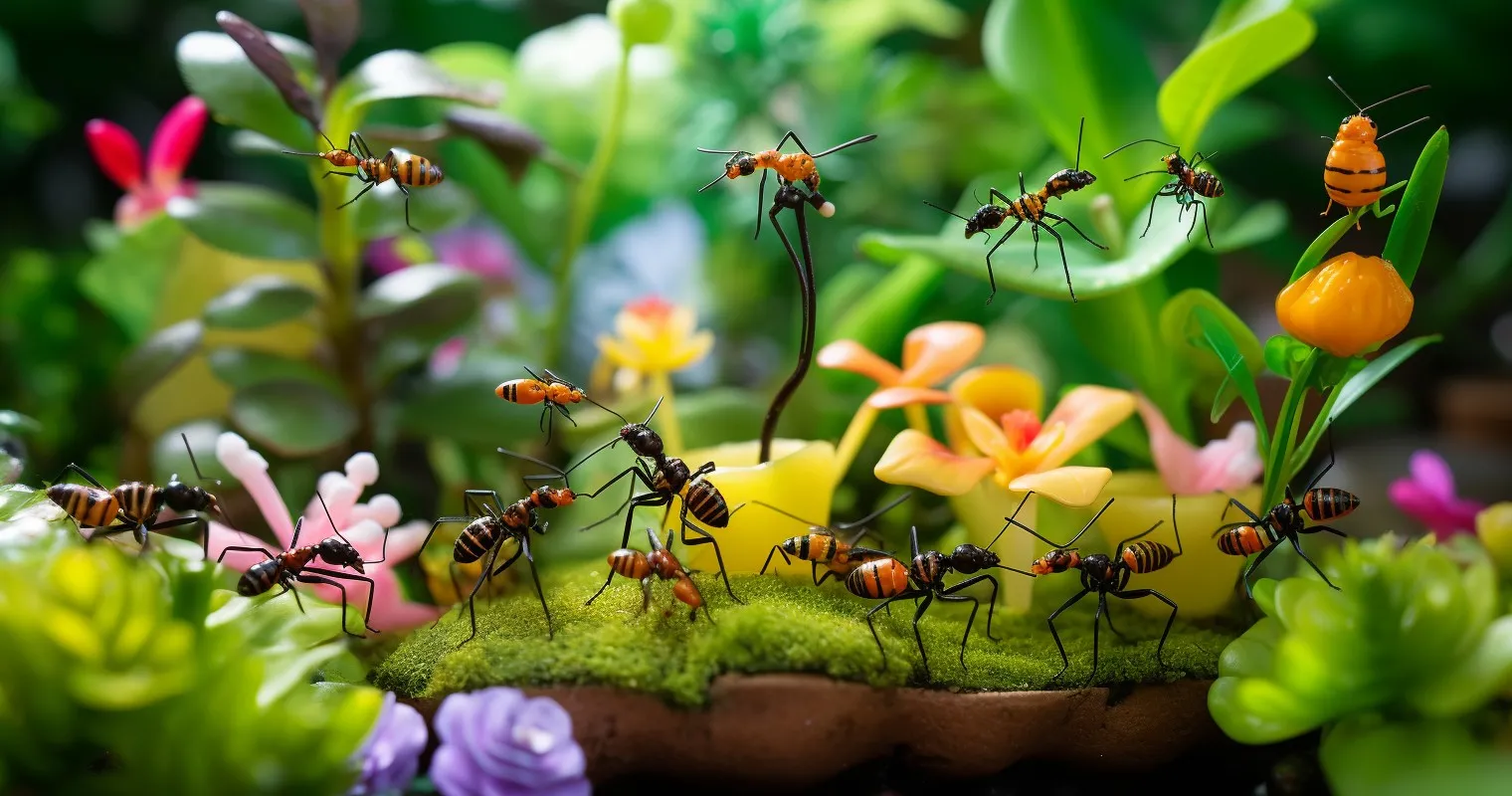 Aphids and Ants Mutualistic Relationship - Close-Up