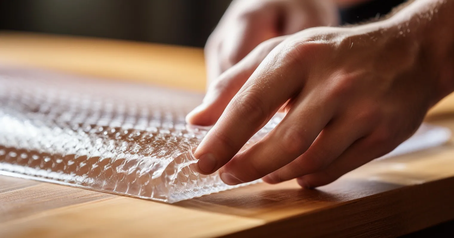 Applying Bubble Wrap to Wooden Table Corners