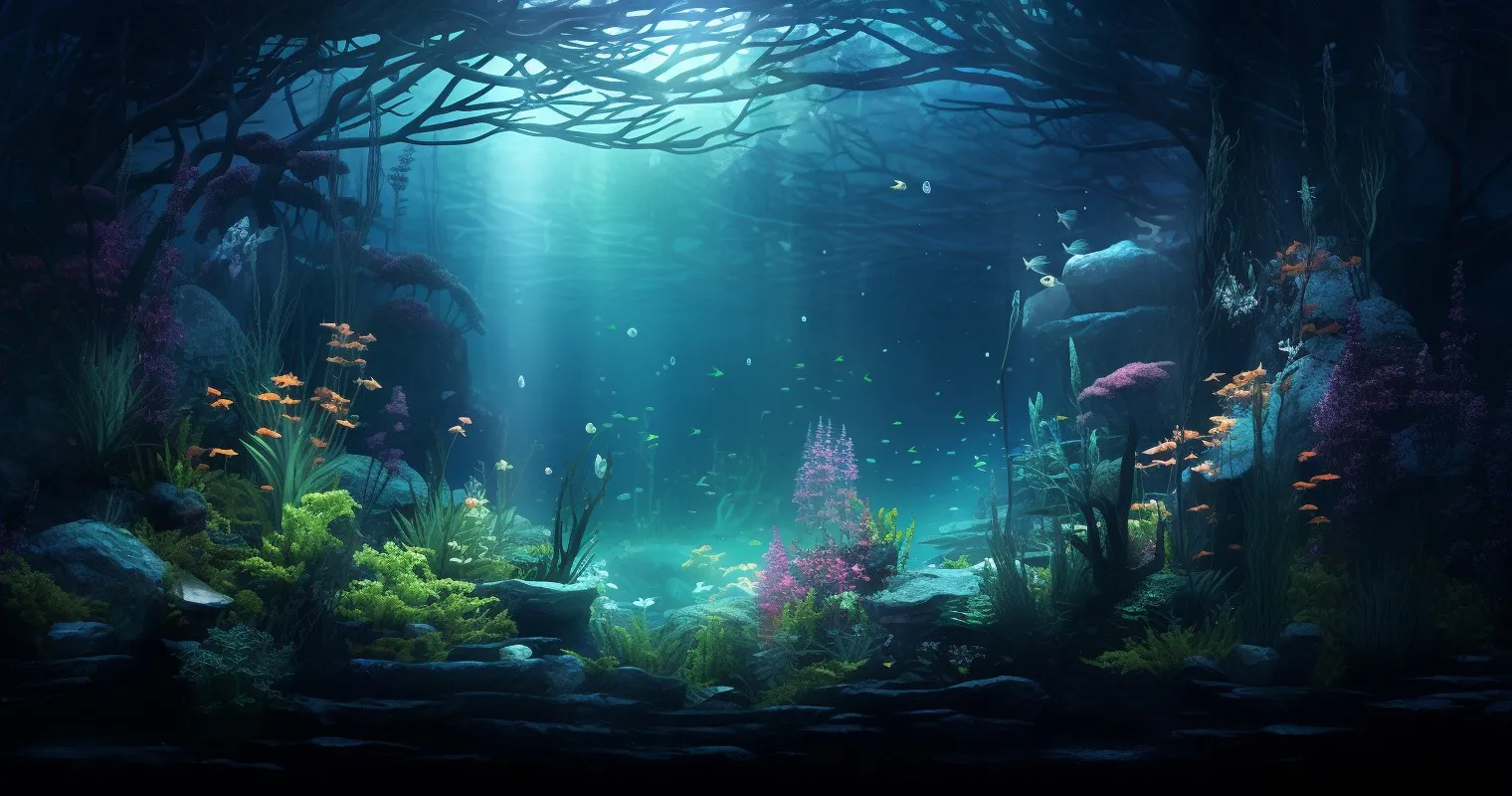 Aquarium Plants Under Subtle Moonlight
