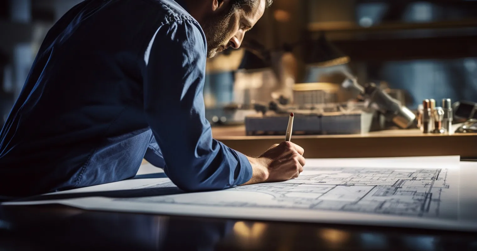 Architect Examining Blueprints
