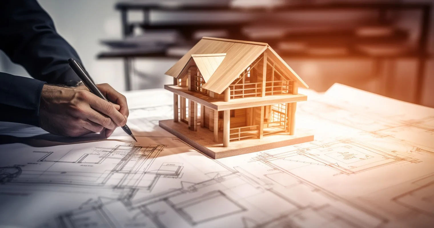 Architect's Hand Drawing With Text Building A Home