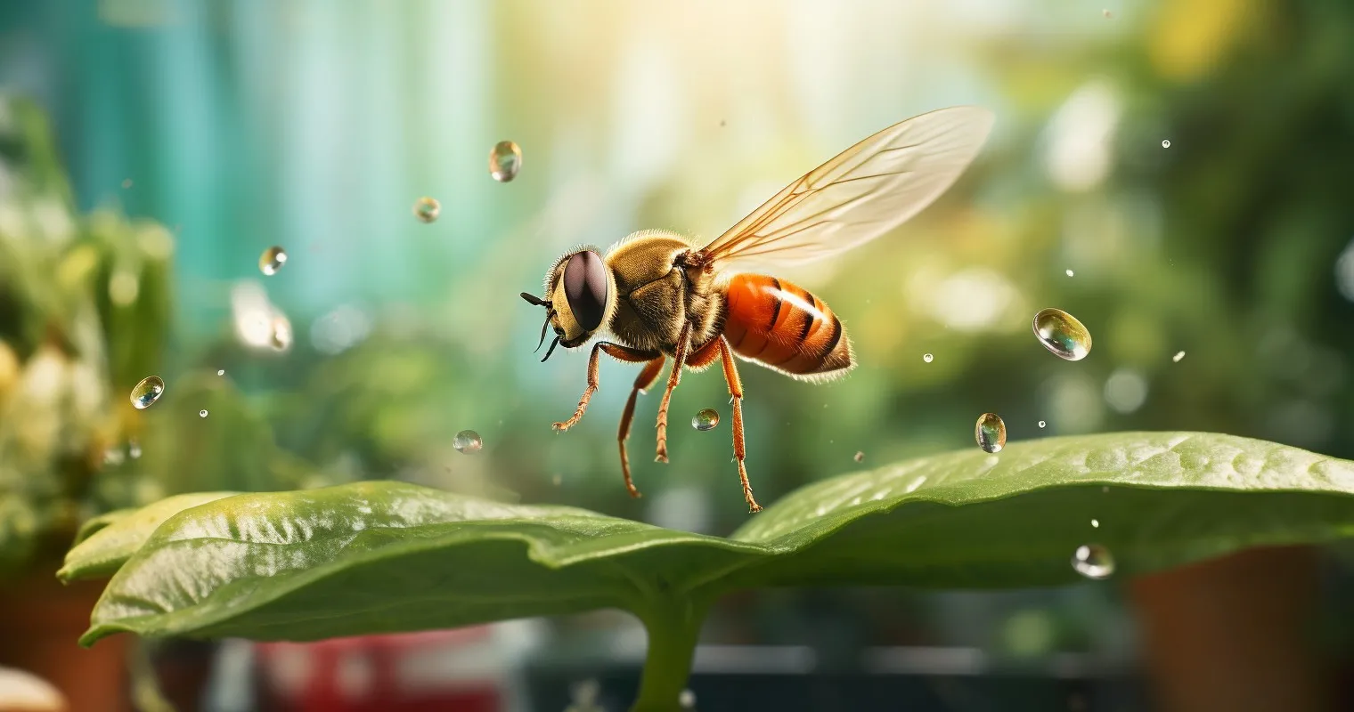 Artistic mid-flight capture of a fruit fly