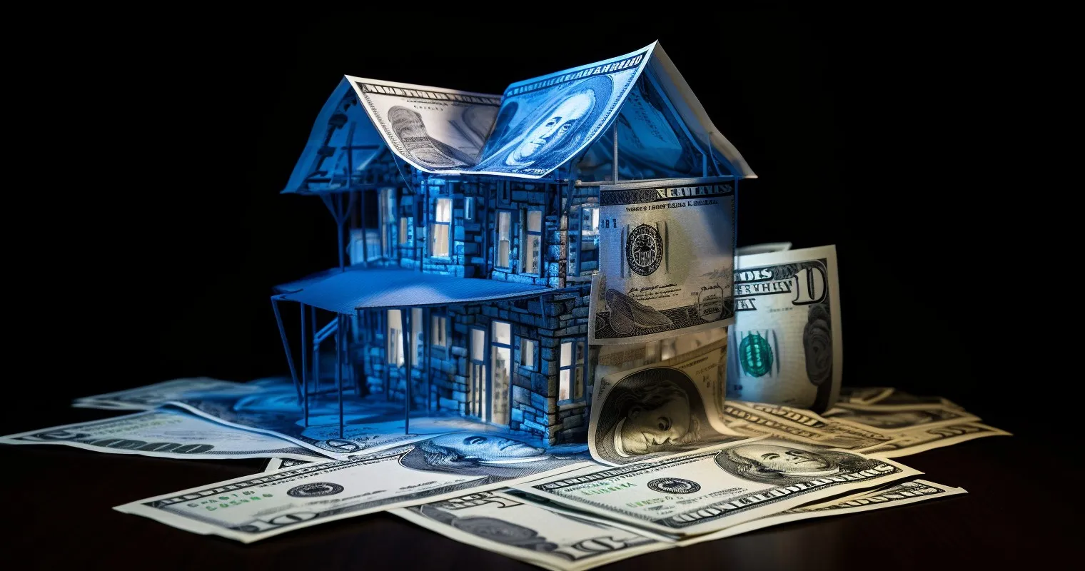 Blueprint And Dollar Bills Collage