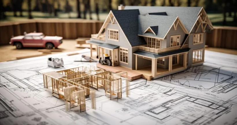 Blueprint and Construction Site