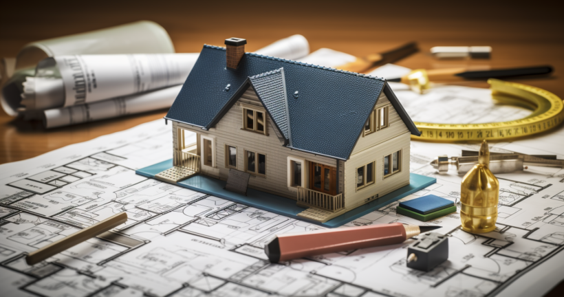 Blueprint and Tools Representing New Construction Home Contract Complexity
