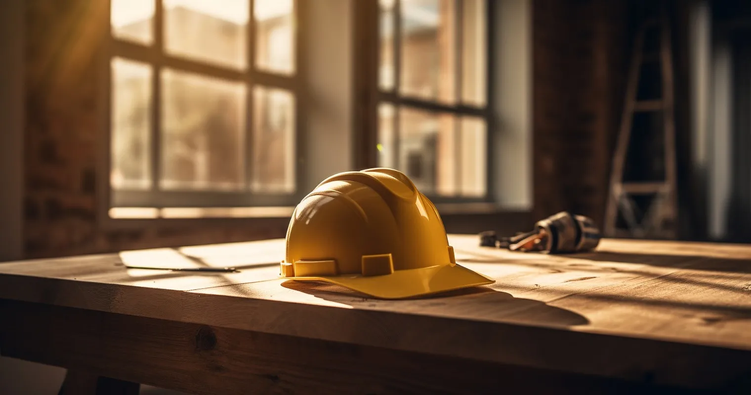 Builder's Hard Hat In Sunlit Room