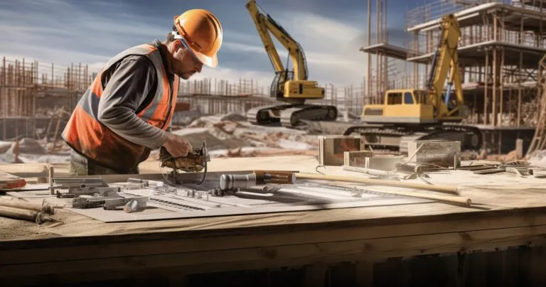 Building Contractor in Action on Construction Site