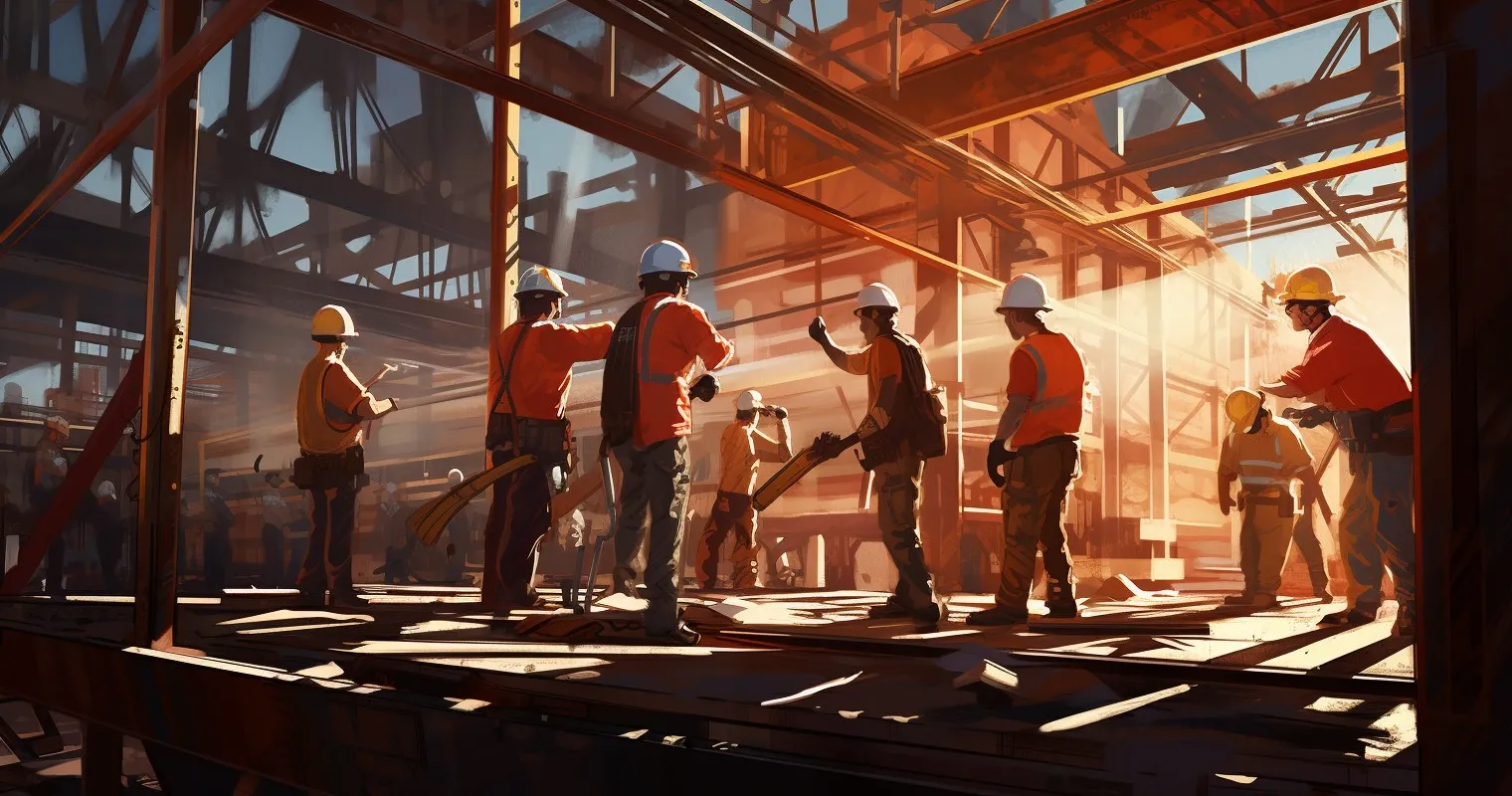 Bustling Industrial Construction Site