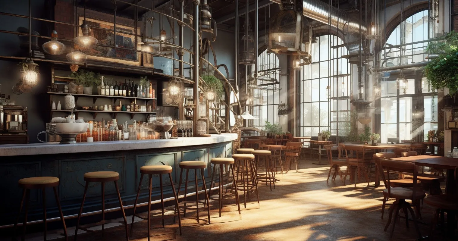 Cafe in Industrial Elegance