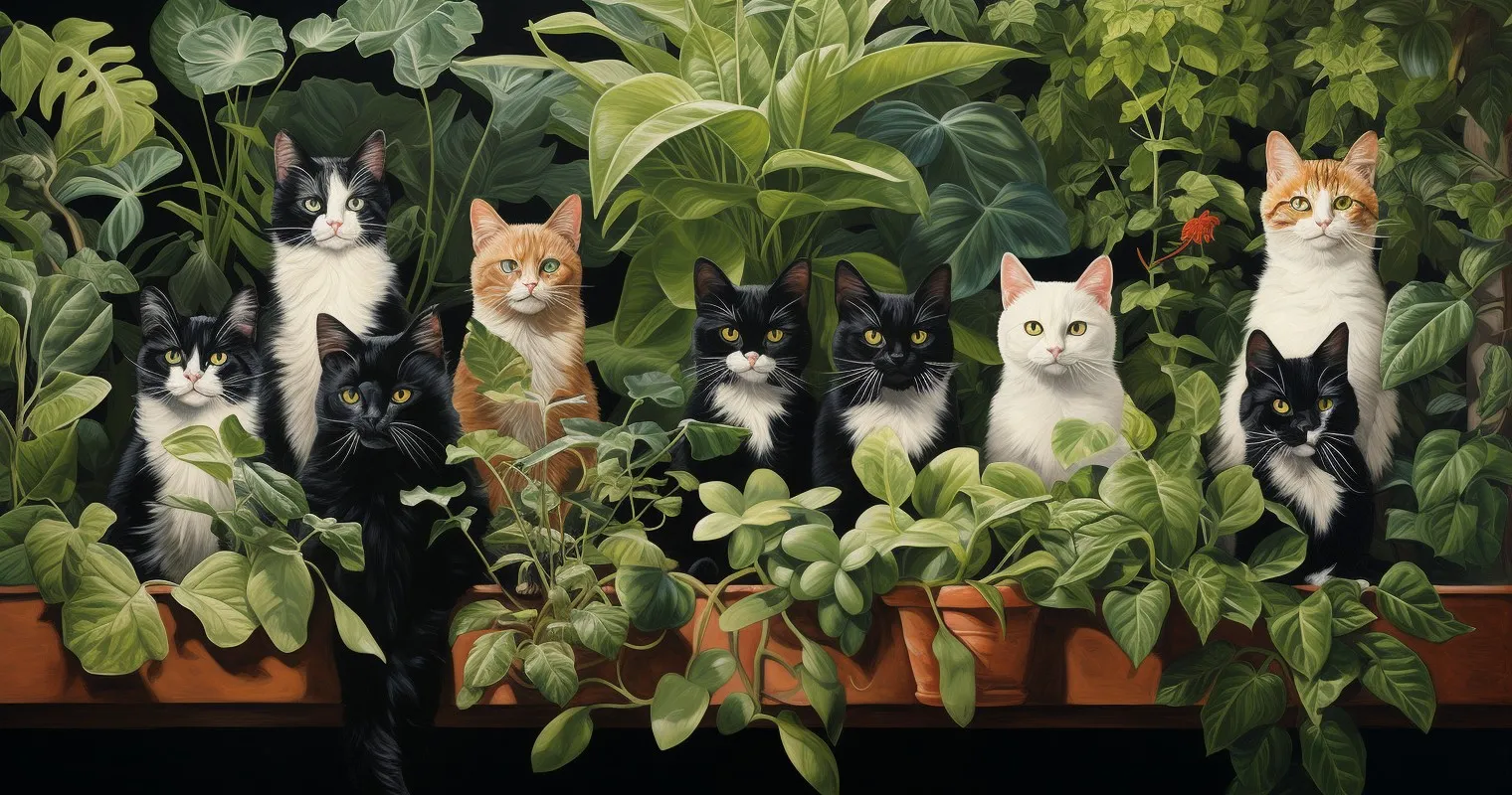 Cats Engaging with Houseplants