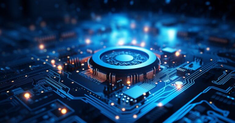 Circuit Board With Glowing NC Symbol