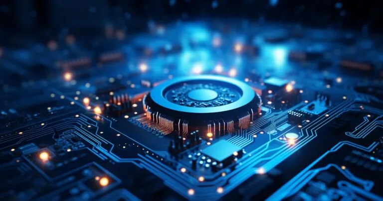 Circuit Board With Glowing NC Symbol