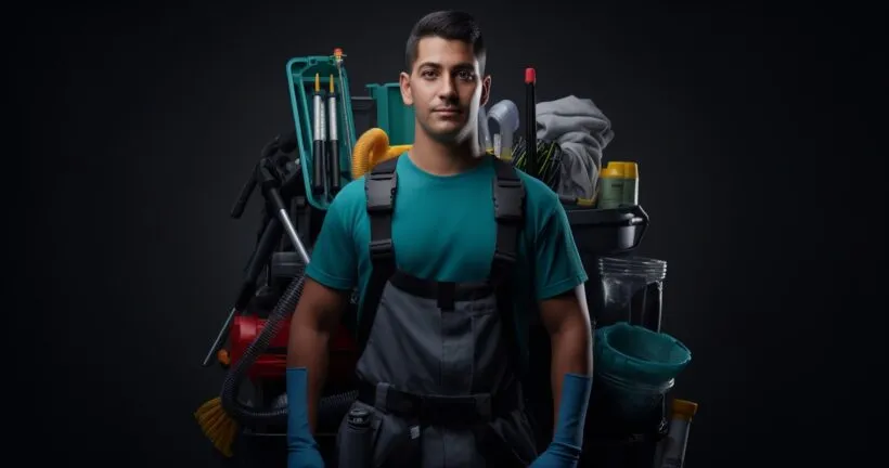 Cleaning Professional with Equipment