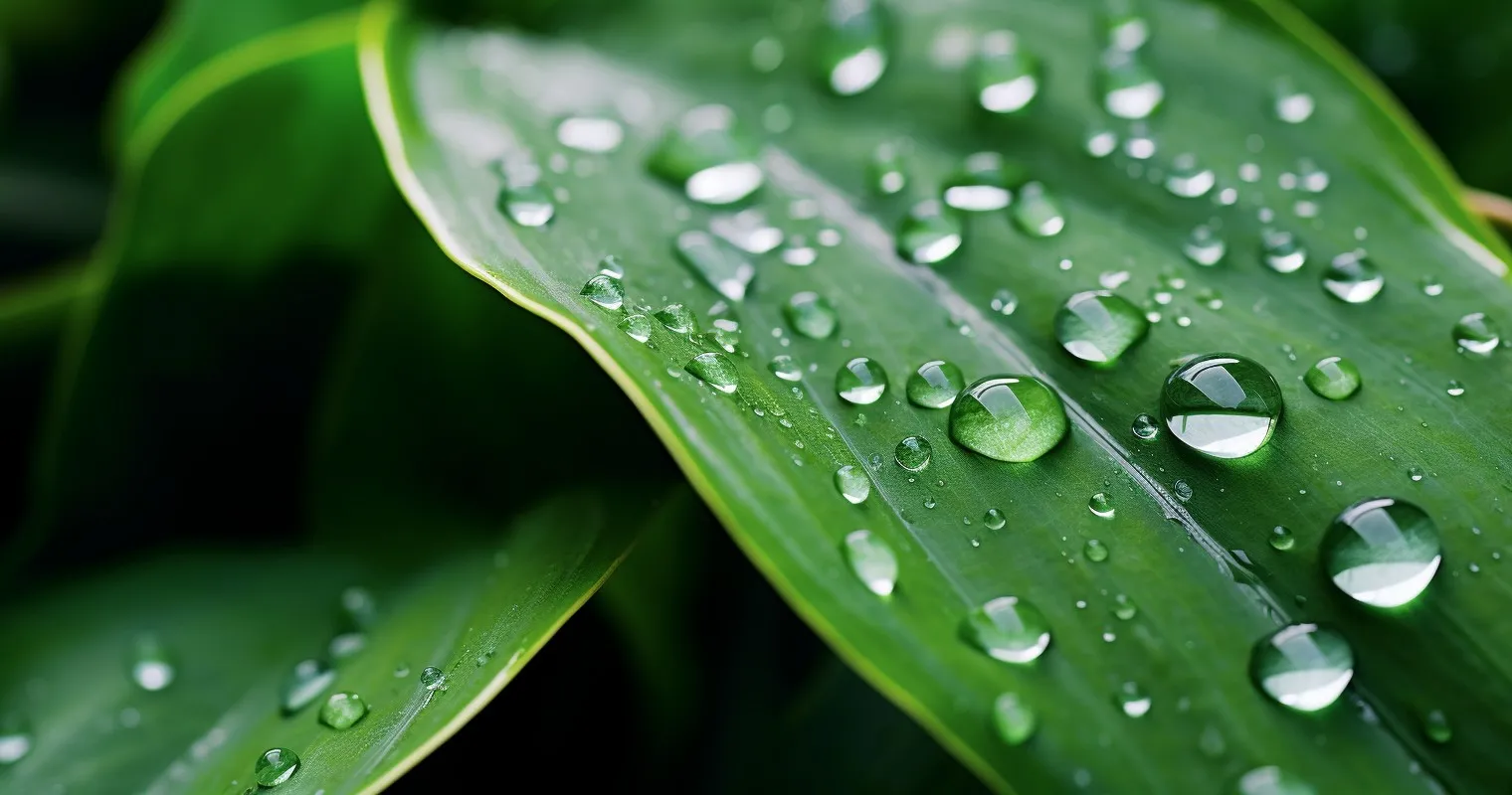 Close-Up Of Water Droplets On Leaves