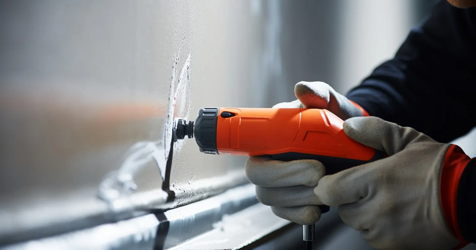 Close-Up Of Caulking Gun In Action
