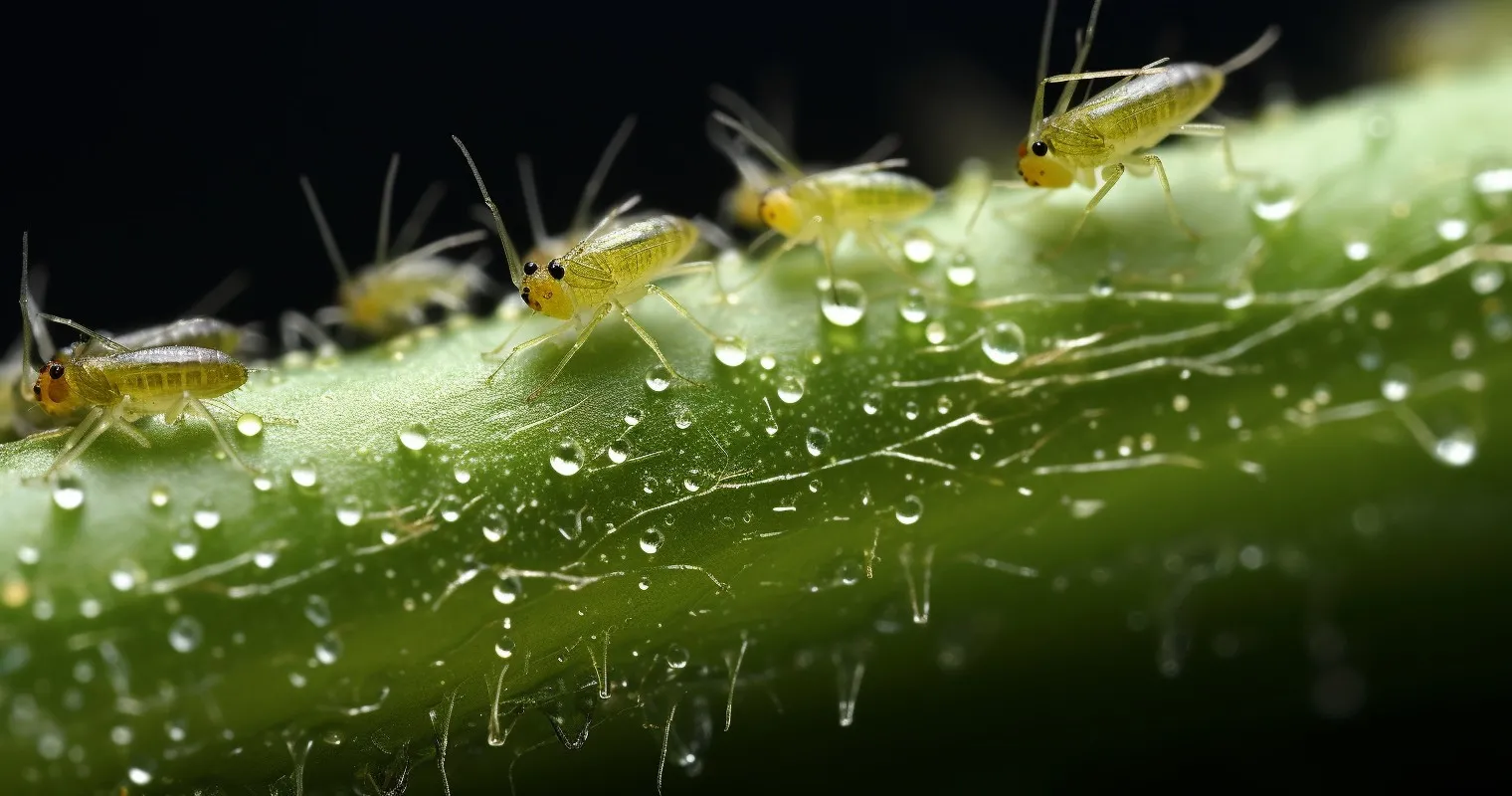 Close-up of Aphids on a Leaf