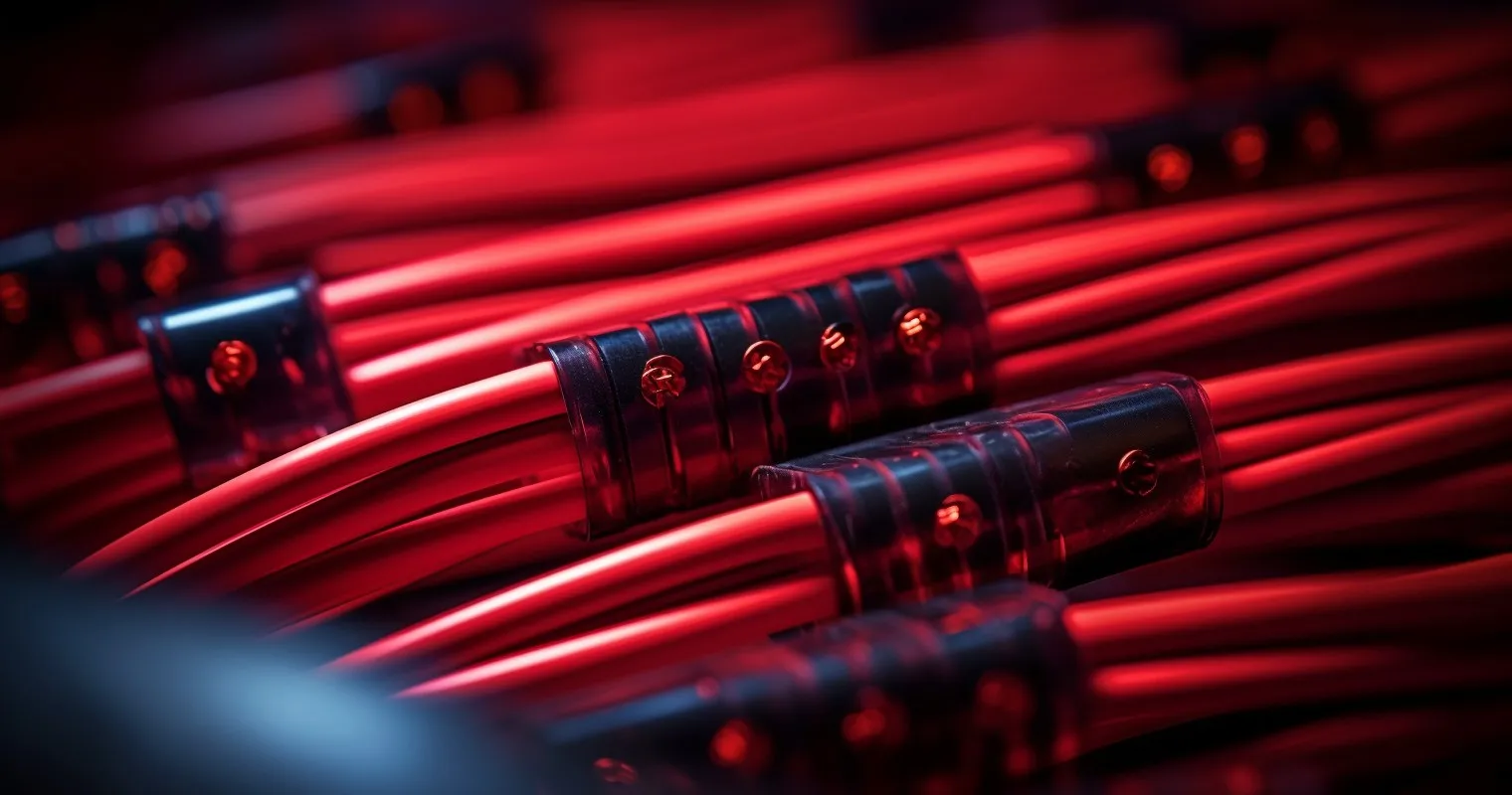 Close-up of red wire in electrical setup