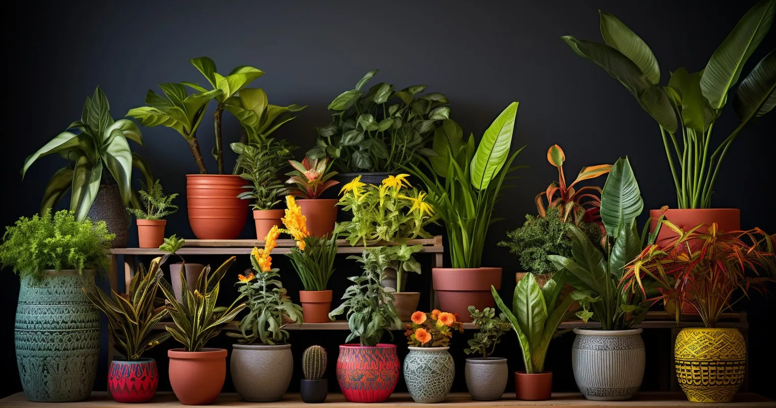 Colorful Variety Of Potted Houseplants