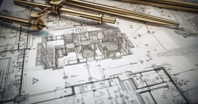 Construction Blueprint Close-Up
