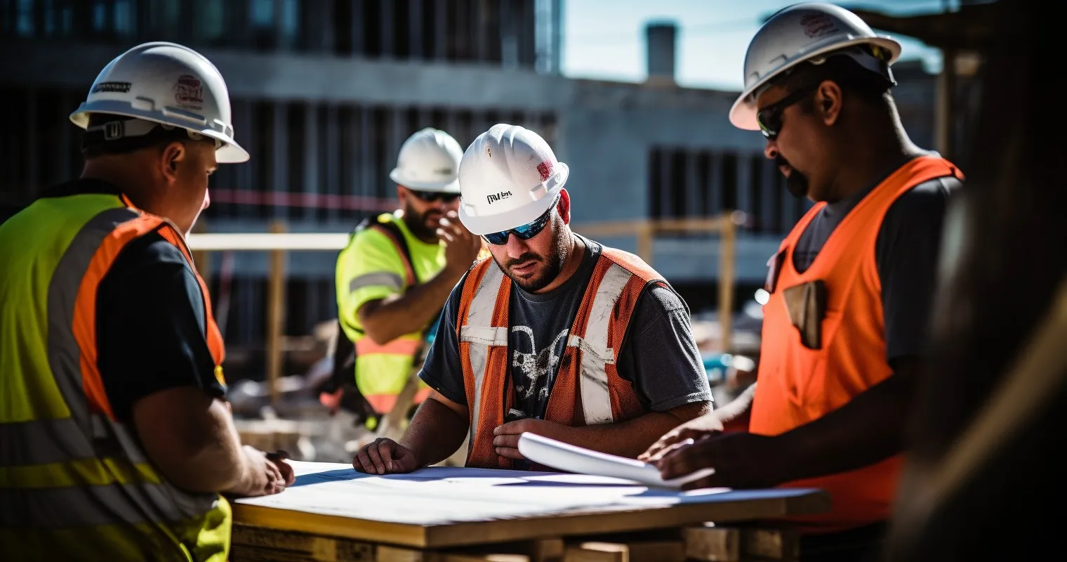 Contractor Team at Work on Construction Site