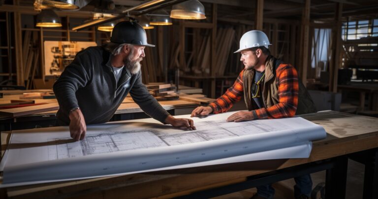 Contractor discussing plans with a client